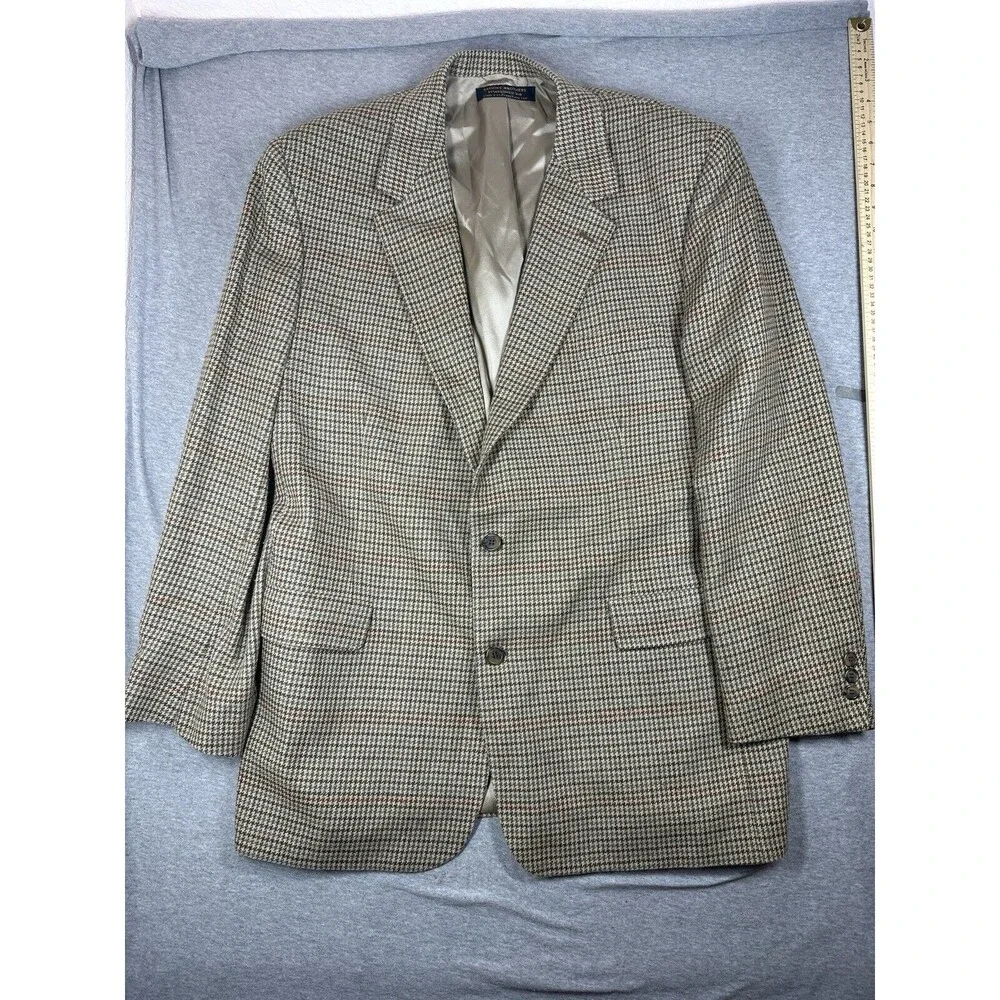 Brooks Brothers 46L Wool Houndstooth Sport Coat Jacket Blazer 2-button Vintage